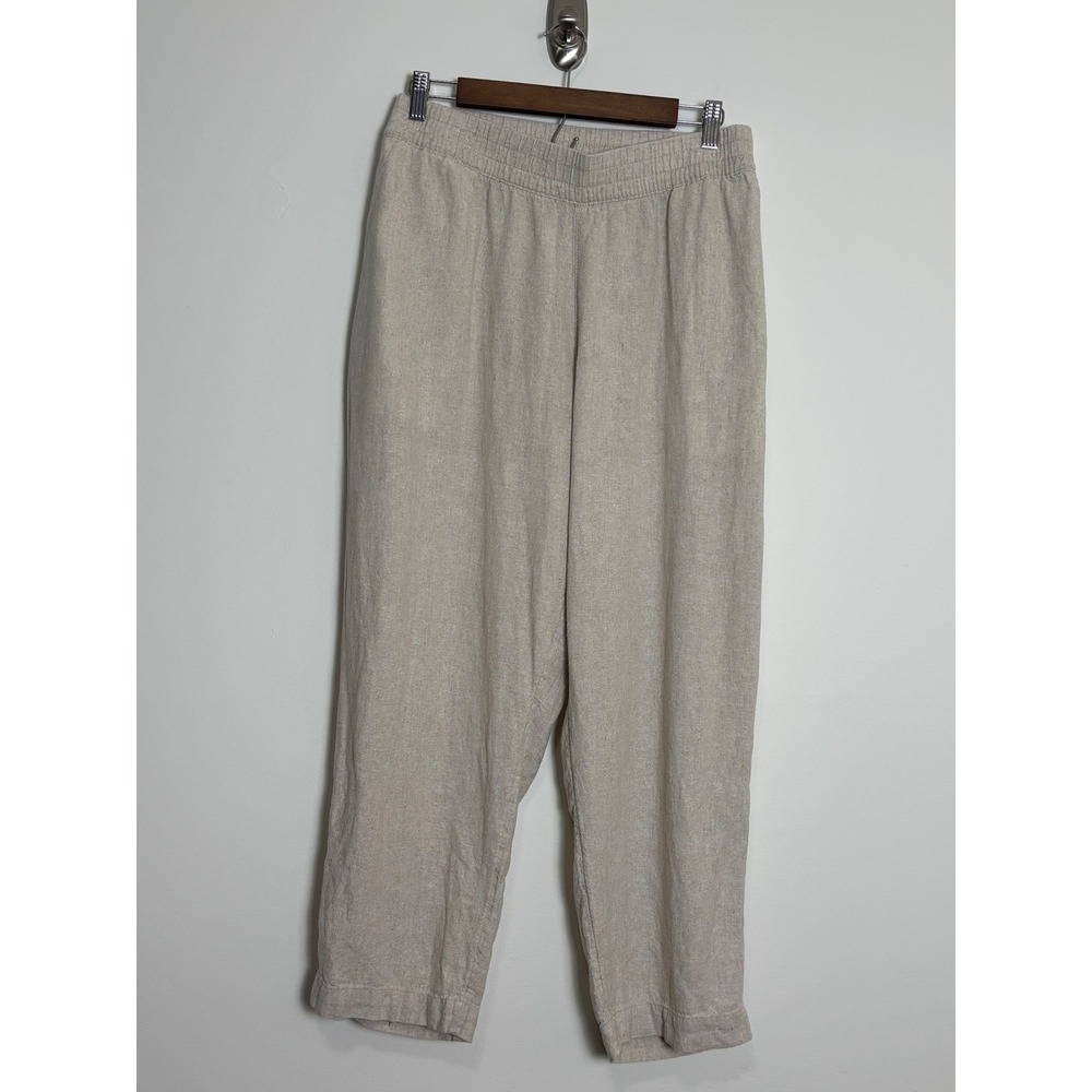 Old Navy Womens Linen Blend Pants XL High Rise Straight Leg Elastic Waist